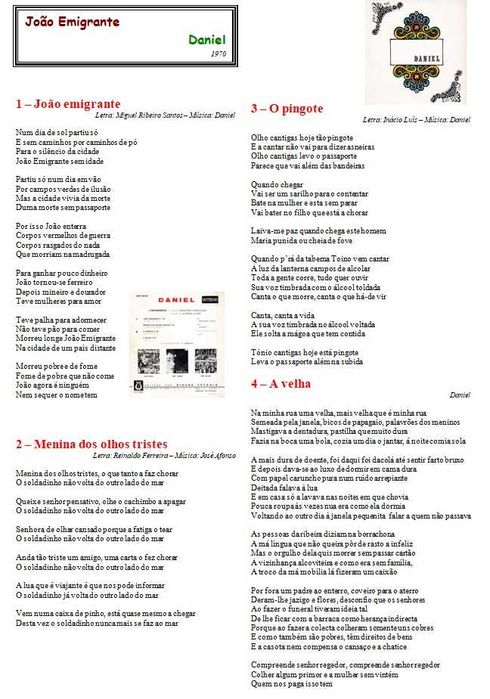 Daniel	- - - - -	João Emigrante	- - - - -	EP
