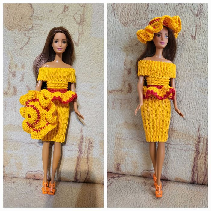 Одяг для барбі ручної роботи вязаная одежда костюм барби куклы