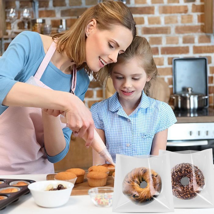 Koogel Zestaw 100 Torebek Piekarniczych Białe Papier Kraft 18 x 19 cm