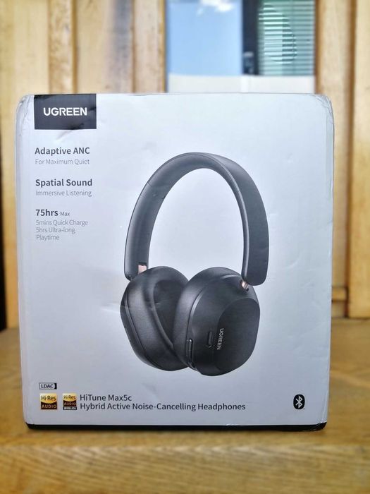 UGREEN HiTune Max5c (HP203) НАВУШНИКИ З ANC 43 дБ • LDAC • Hi-Res • 40 мм • до 75 год роботи • BT 5.4 • 0,06 с • Dual Connection • 8 EQ • AUX • ЧОРНИЙ