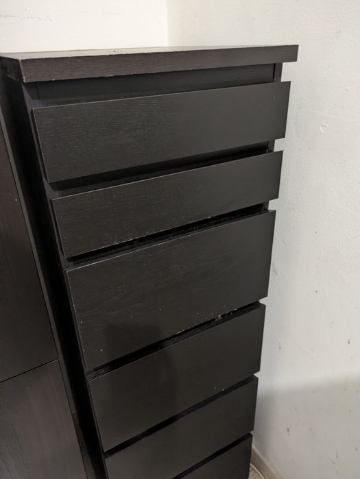 Cómoda MALM preta 6 gavetas