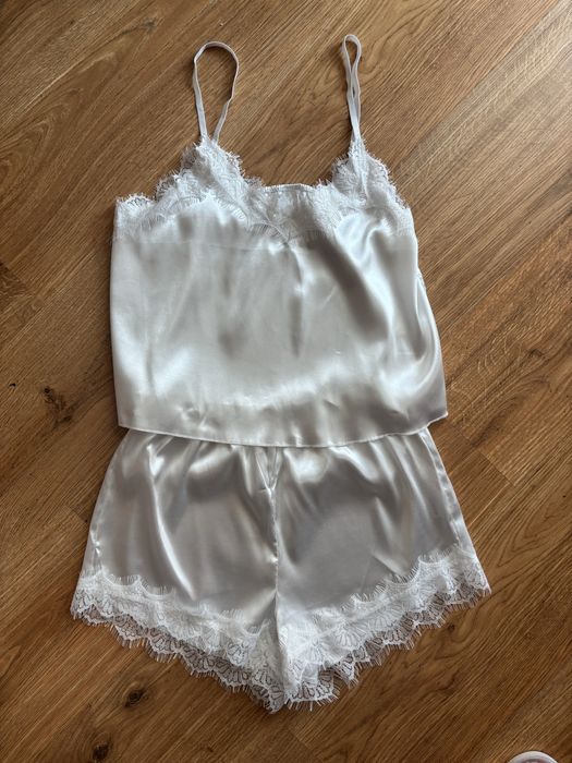 Piżama biala satynowa ślub wesele