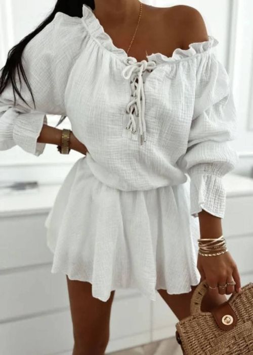 Kombinezon muślinowy z wiązaniem przy dekolcie Varlesca