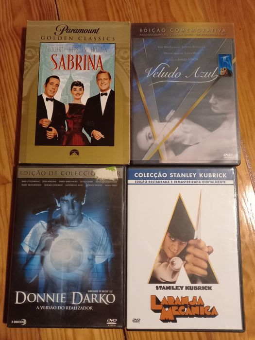 Dvd laranja mecânica, veludo azul, donnie darko, sabrina