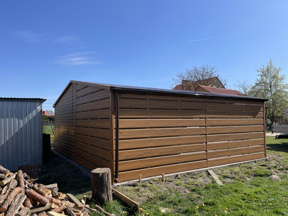 PRODUCENT. Garaż blaszany 4x6 + wiata 3x6