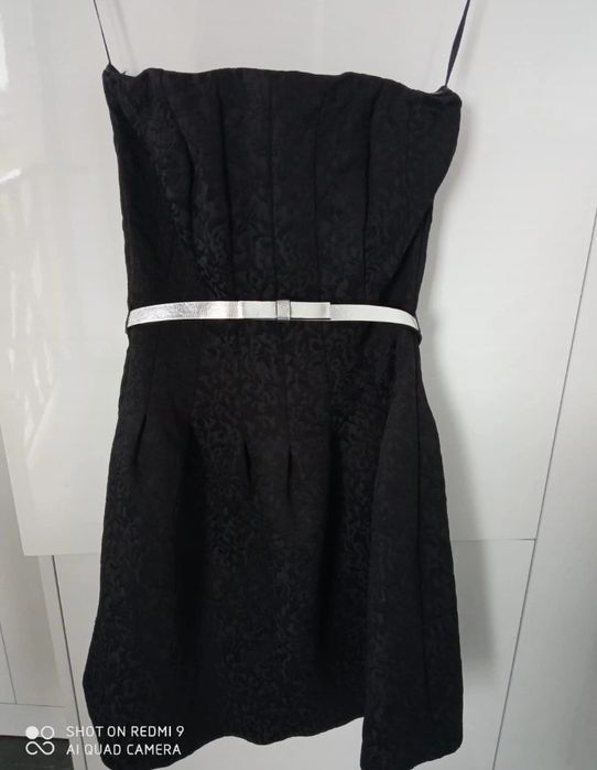 Sukienka żakardowa H&M z paskiem s