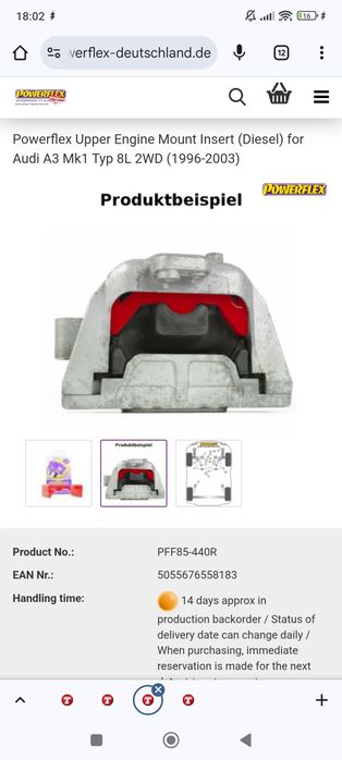 Buchas PowerFlex para apoios do motor  Audi,VW,SEAT,Skoda