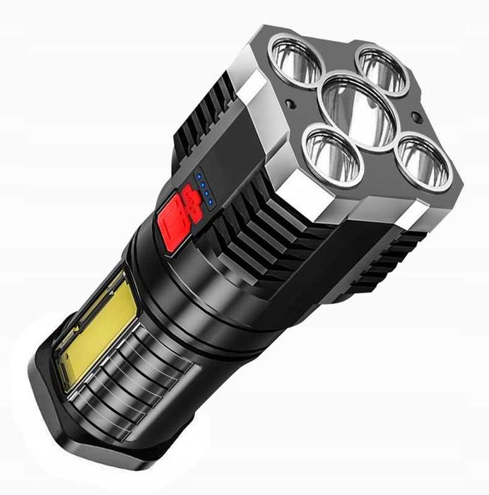 LATARKA TAKTYCZNA 5 LED akumulator USB MOCNA super jasna 4 TRYBY h289