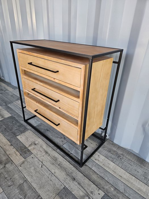 Industrialna komoda metalowy stelaż szuflady w środku