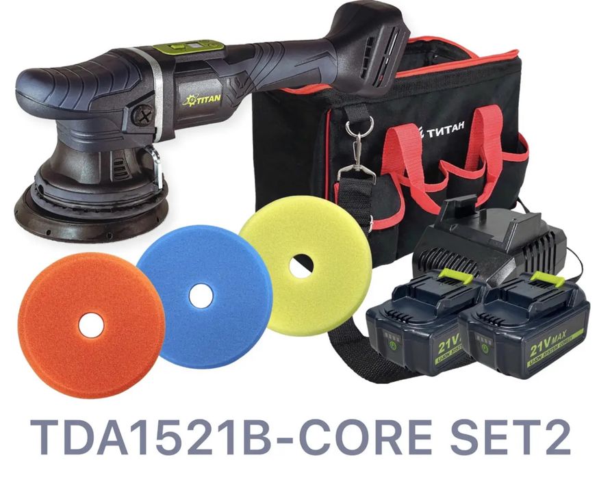 Аккумуляторна безщіткова полірувальна машина TITAN TDA1521-CORE SET2
