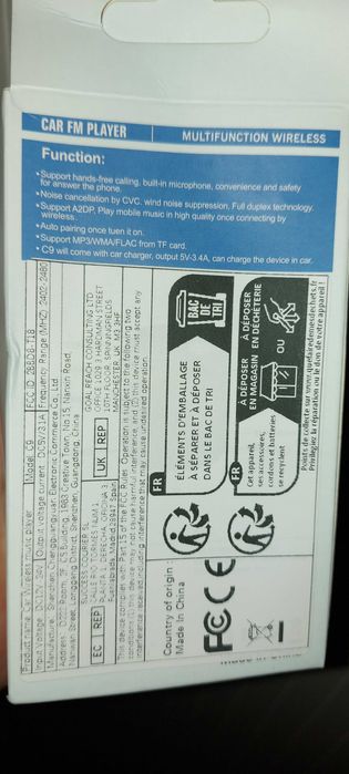Transmiter samochodowy bluetooth, karta itd