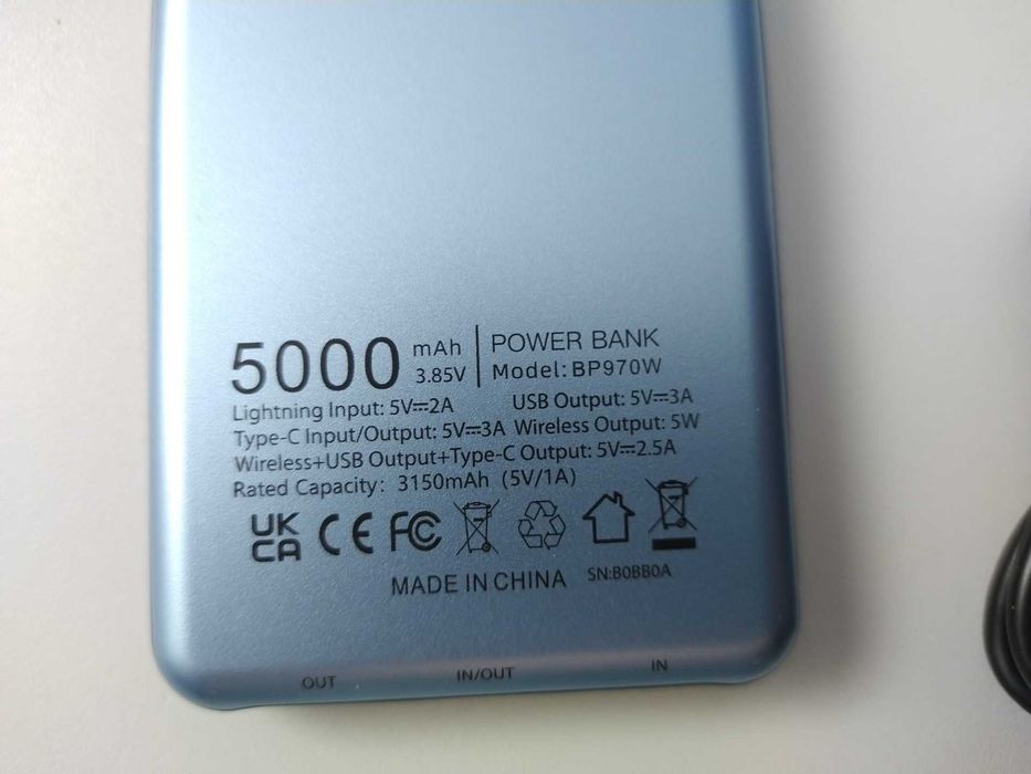 Powerbank 5000mAh e carregamento wireless