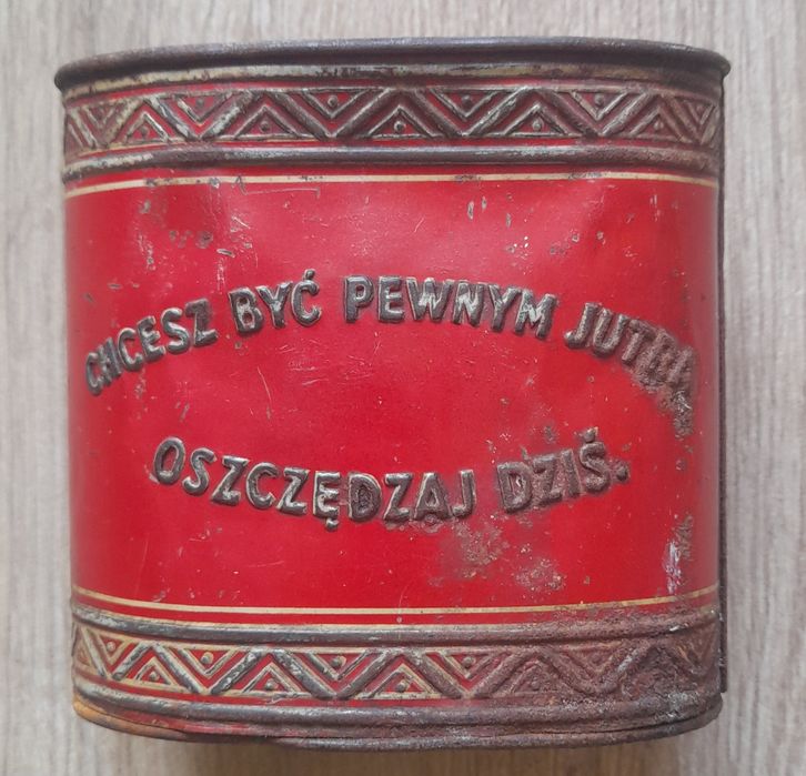 Skarbonka metalowa, przedwojenna.