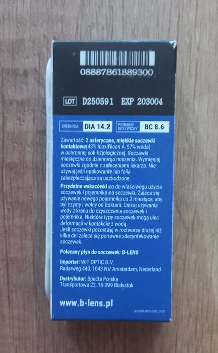 B Lens Bio -3 soczewki kontaktowe miesięczne