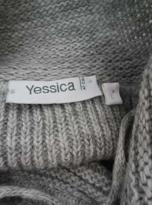 Sweterkowy bezrękawnik kamizelka z wełną alpaką L XL kardigan sweter