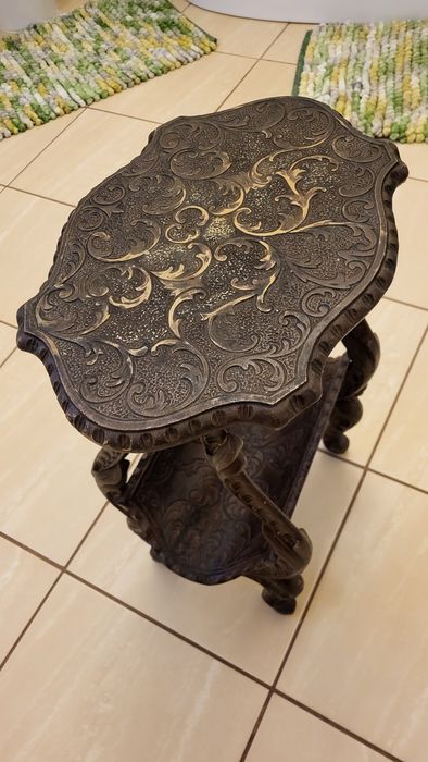 Stolik Gazetnik PRL antyk drewniany