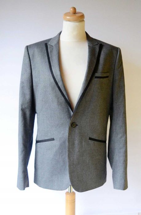 Marynarka Szara Blezer H&M 48 Męska Wstawki