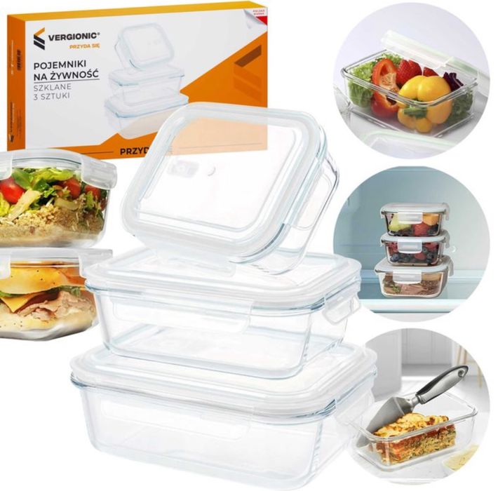 Szklane pojemniki zamykane na żywność