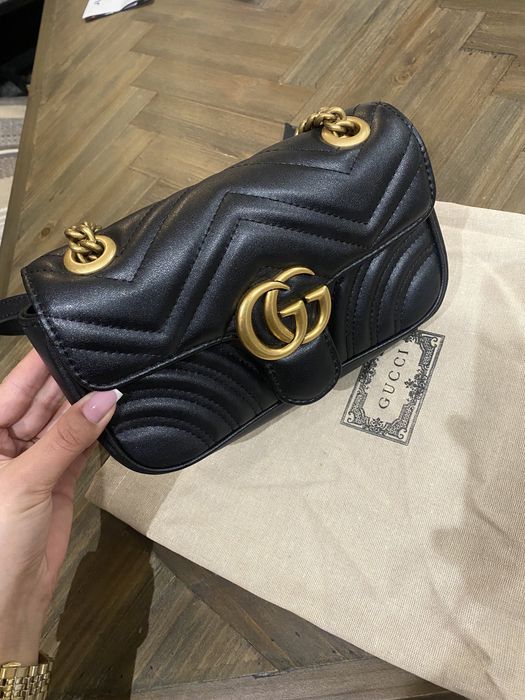 Gucci marmont mini 22 cm czarna torebka damska