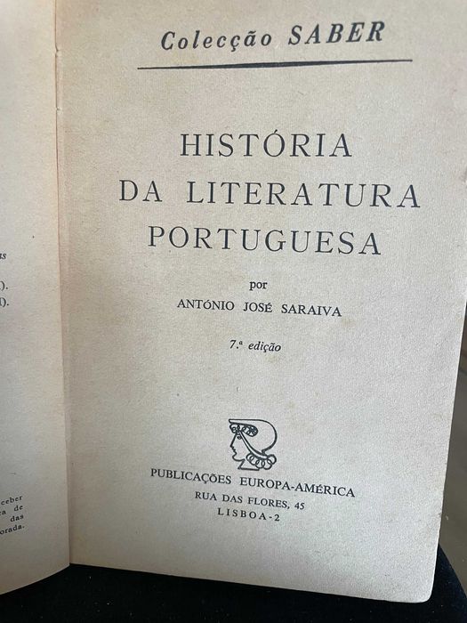 Livro "História da Literatura Portuguesa"