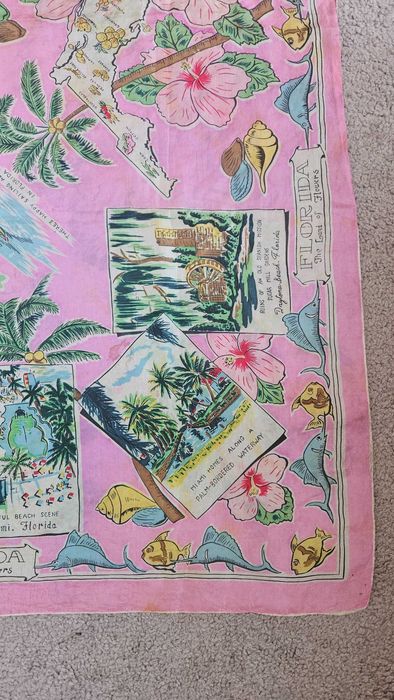 Jedwabna ręcznie malowana apaszka vintage
