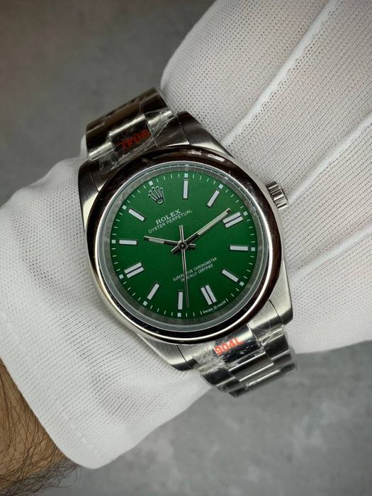 Годинник Rolex Oyster Perpetual 41mm green, чоловічий годинник