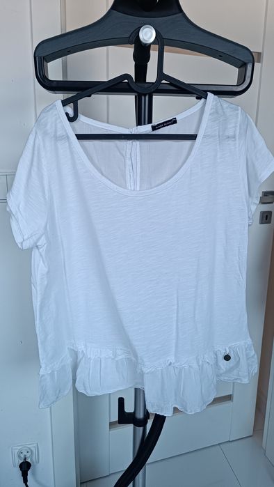 Bawełna bluzka luźna falbanki XL 42 14 made in italy moda butik