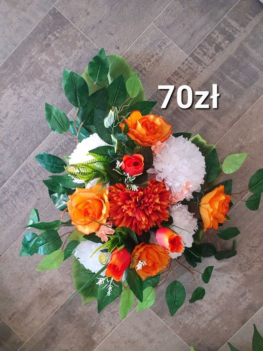Piękny stroik , chryzantemy i róże i, polecam
