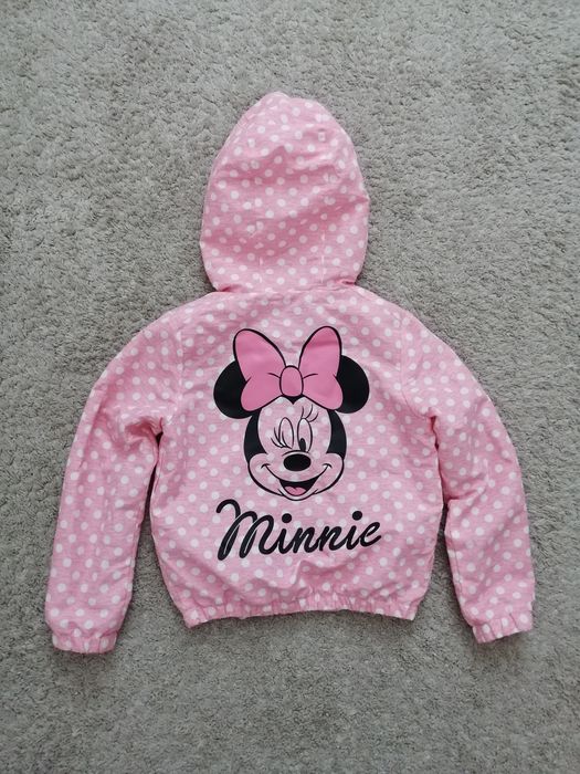 Kurtka wiosenna z kapturem cienka Myszka Minnie różowa
