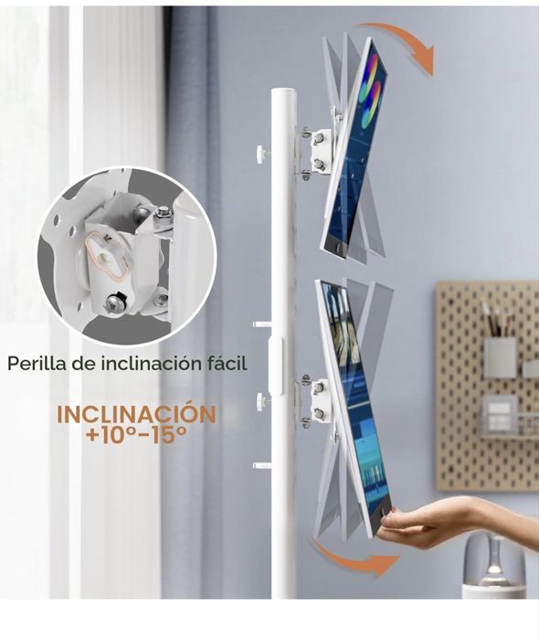 Stand branca dupla vertical para 2 monitores