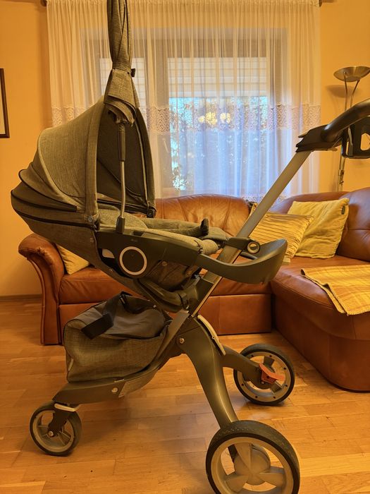 ZESTAW Stokke 2w1 Grey Melange + Winter/Summer Kit Stan Idealny