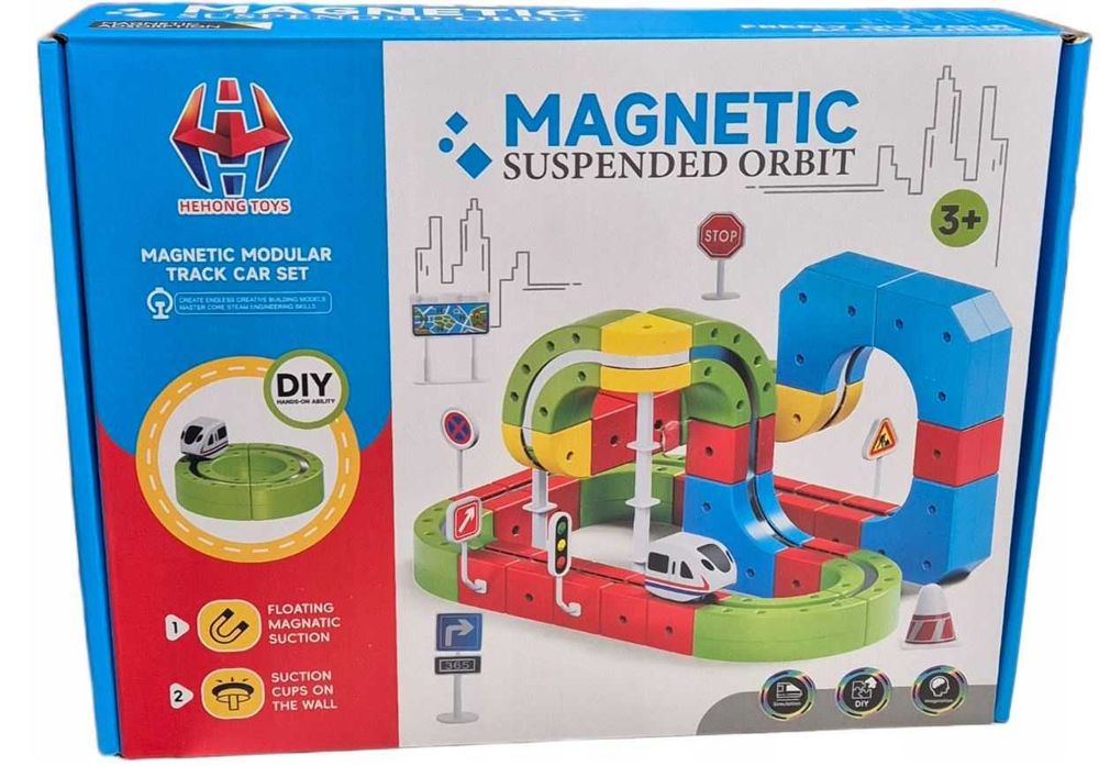 Klocki magnetyczne tor kolejka elektryczna dla dzieci 89 elementów