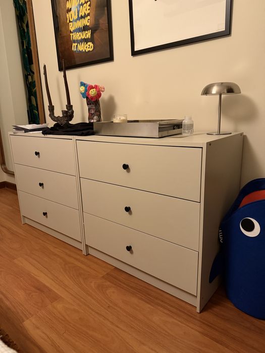 GURSKEN Cómodas c/3 gavetas, bege claro, 69×67 cm