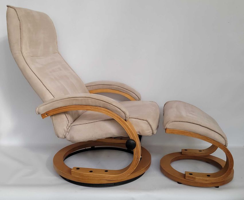 fotel relax odchylany welur podnóżek USZKODZONY