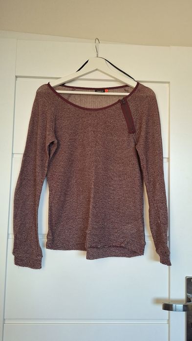 Sweter damski Only brązowy z kokardką dekolt łódka M SUPER STAN