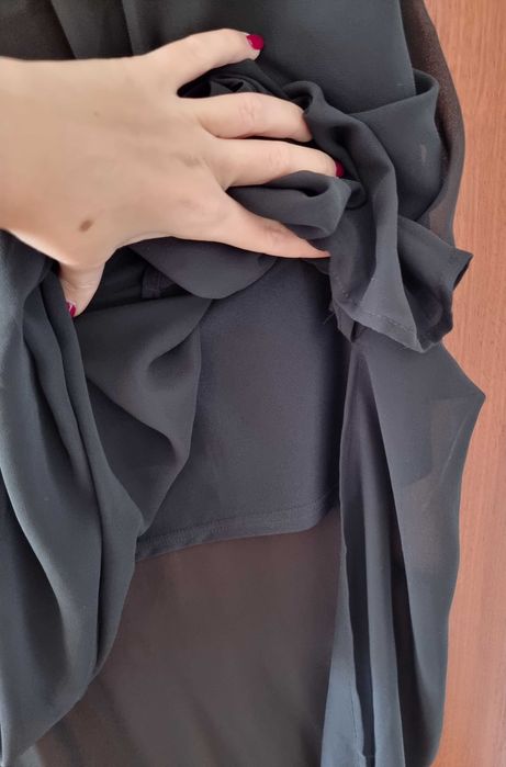 Vestido preto comprido com transparência H&M, tamanho 34 - novo