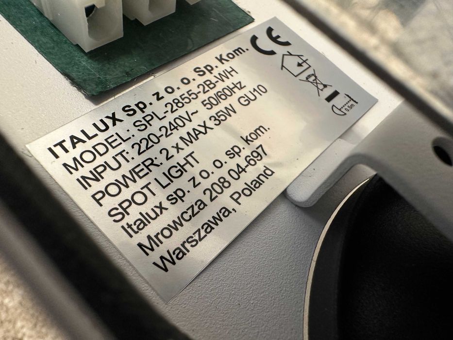 Зовсім новий стельовий прожектор Italux SPL-2855-2B-WH 2x35W GU10
