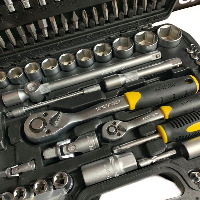 Набір інструментів Sigma 114од. 1/4, 1/2 (4-32мм) + УДАРНІ ГОЛОВКИ!