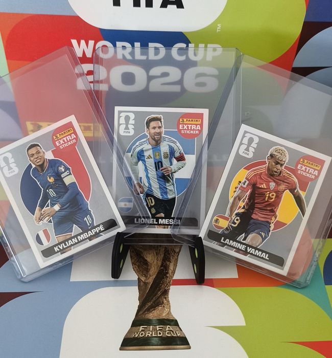 Lote 3 Extra Stickers Prata  | Yamal + Mbappé + Messi