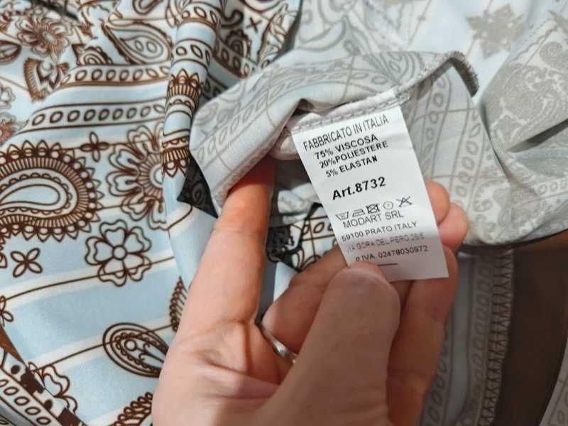Koszula brązowa czekoladowa błękitna niebieska patchwork wzory xl xxl