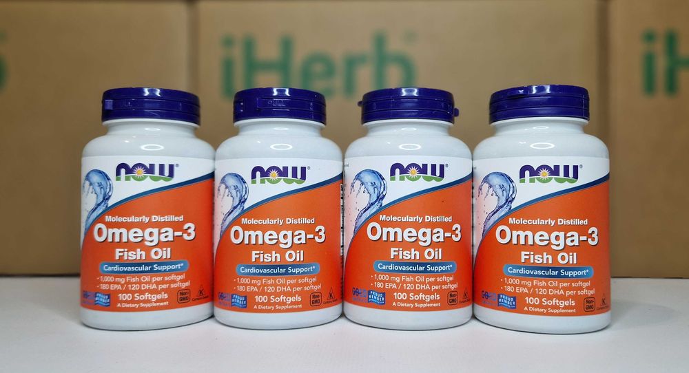 Омега 3 (рыбий жир) Now Foods, 1000 мг, 100, 200 и 500 капсул