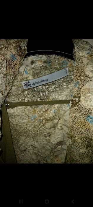 Vestido comprido verde/caqui + casaco original - S - Zara