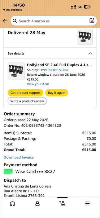Hollyland Solidcom SE 4S – Intercom Wireless 4 Headsets – Como Novo