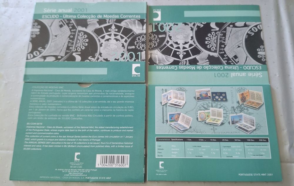 Duas colecções Bnc 2001 escudo