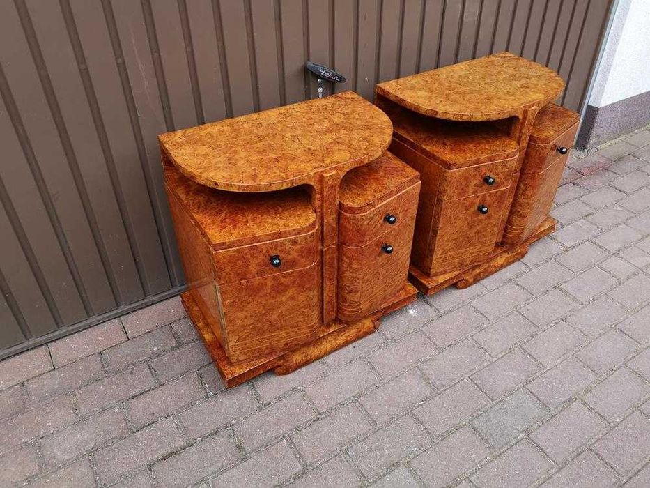 Stoliki Szafki Nocne Art Deco Politura Orzech -Unikat Stare Antyk .
