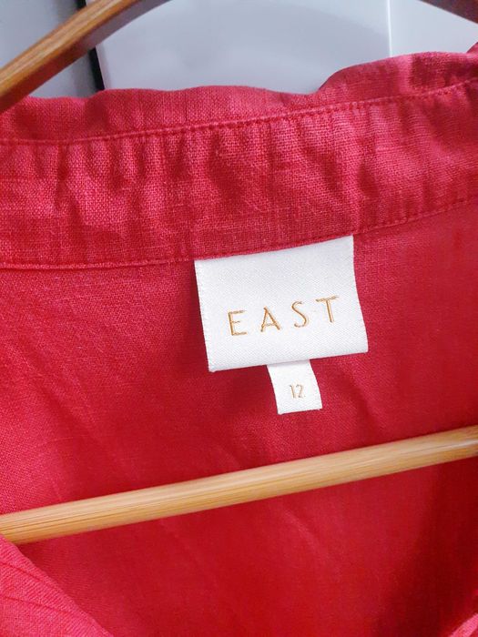 Burgundowa czerwona koszula lniana 100% len East 40