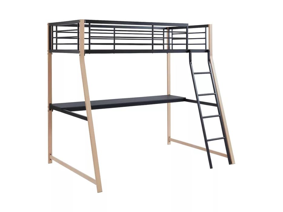 CAMA ALTA 90 x 200 cm, COM COLCHÃO, Secretária integrada