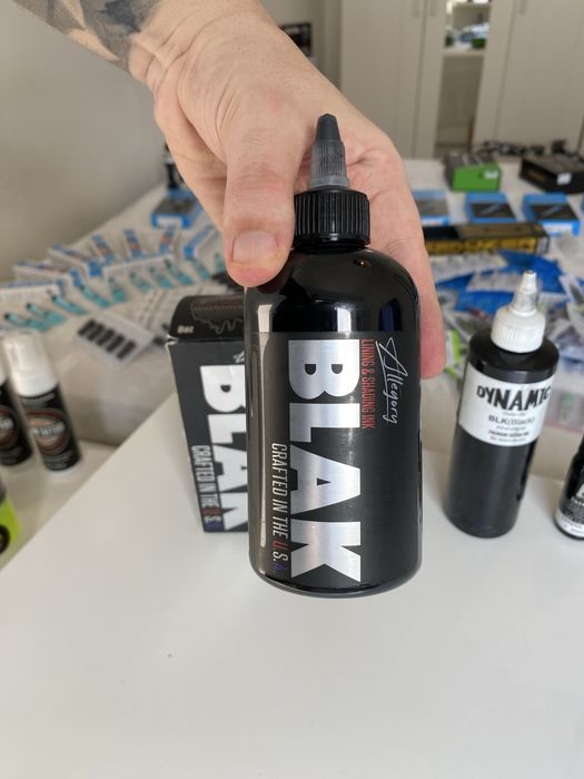 Tinta Preta Dynamic e Allegory Ink NOVAS 240 ml + tinta branca pequena e preta TATTOO Ink