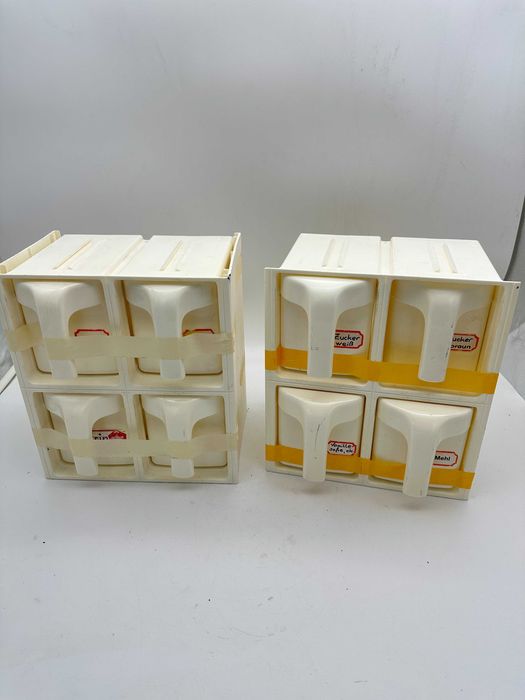 Vintage Szufladki Kuchenne Retro Przyprawnik | Zestaw 8 szt. | Space Age