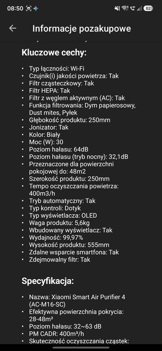 Oczyszczacz powietrza Xiaomi Air Purifier 430W biały